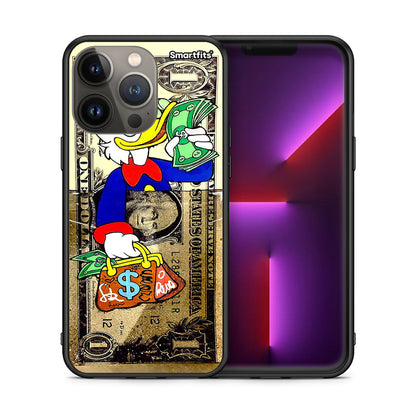 Θήκη iPhone 13 Pro Max Duck Money από τη Smartfits με σχέδιο στο πίσω μέρος και μαύρο περίβλημα | iPhone 13 Pro Max Duck Money case with colorful back and black bezels