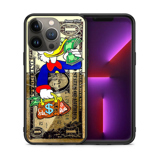 Θήκη iPhone 13 Pro Max Duck Money από τη Smartfits με σχέδιο στο πίσω μέρος και μαύρο περίβλημα | iPhone 13 Pro Max Duck Money case with colorful back and black bezels