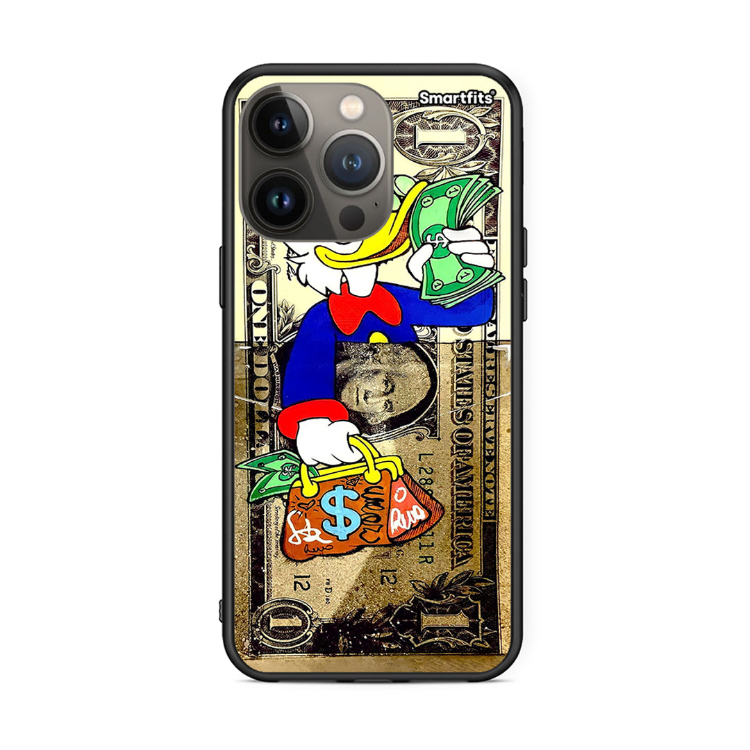 iPhone 13 Pro Max Duck Money Θήκη από τη Smartfits με σχέδιο στο πίσω μέρος και μαύρο περίβλημα | Smartphone case with colorful back and black bezels by Smartfits