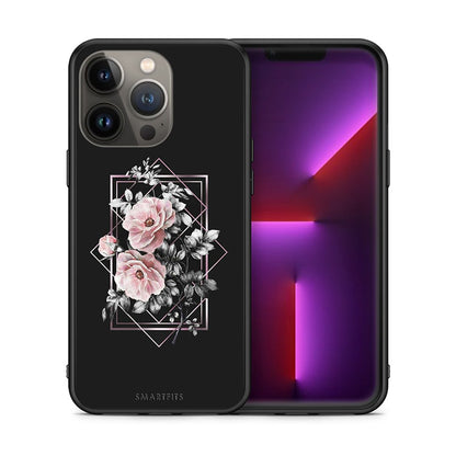 Θήκη iPhone 13 Pro Max Frame Flower από τη Smartfits με σχέδιο στο πίσω μέρος και μαύρο περίβλημα | iPhone 13 Pro Max Frame Flower case with colorful back and black bezels