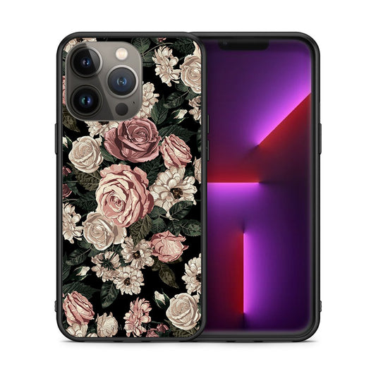 Θήκη iPhone 13 Pro Max Wild Roses Flower από τη Smartfits με σχέδιο στο πίσω μέρος και μαύρο περίβλημα | iPhone 13 Pro Max Wild Roses Flower case with colorful back and black bezels