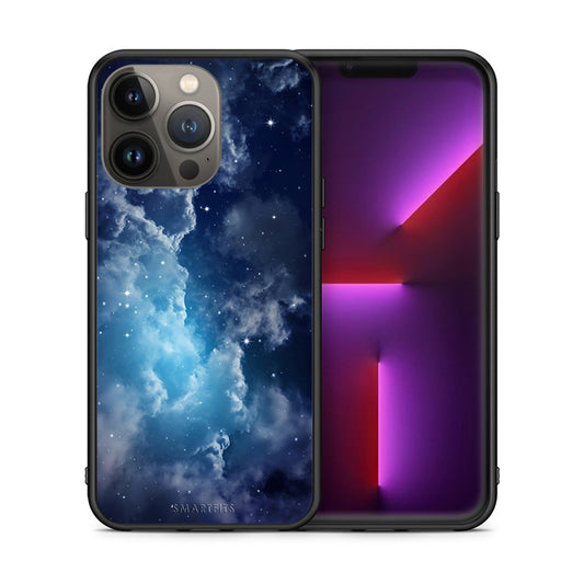 Θήκη iPhone 13 Pro Max Blue Sky Galaxy από τη Smartfits με σχέδιο στο πίσω μέρος και μαύρο περίβλημα | iPhone 13 Pro Max Blue Sky Galaxy case with colorful back and black bezels