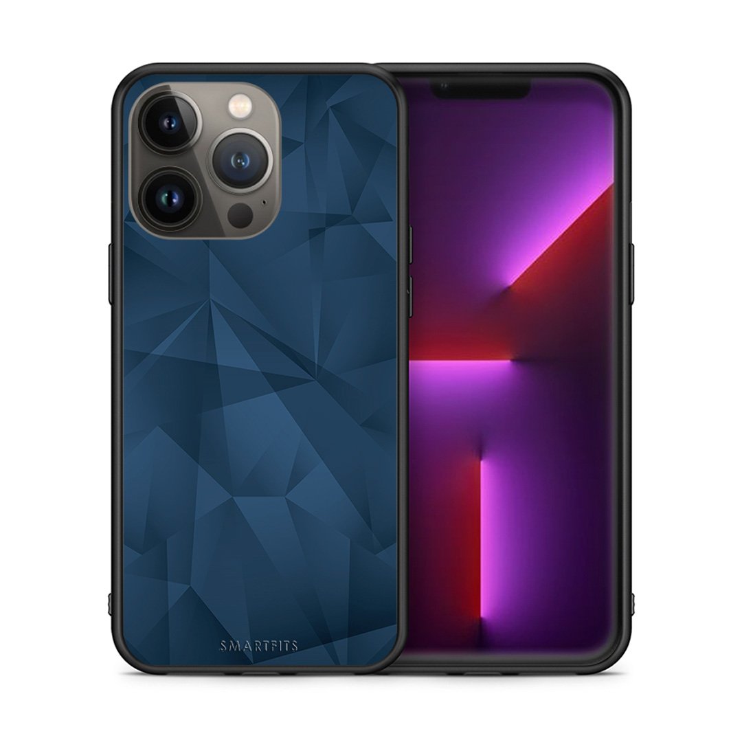 Θήκη iPhone 13 Pro Max Blue Abstract Geometric από τη Smartfits με σχέδιο στο πίσω μέρος και μαύρο περίβλημα | iPhone 13 Pro Max Blue Abstract Geometric case with colorful back and black bezels