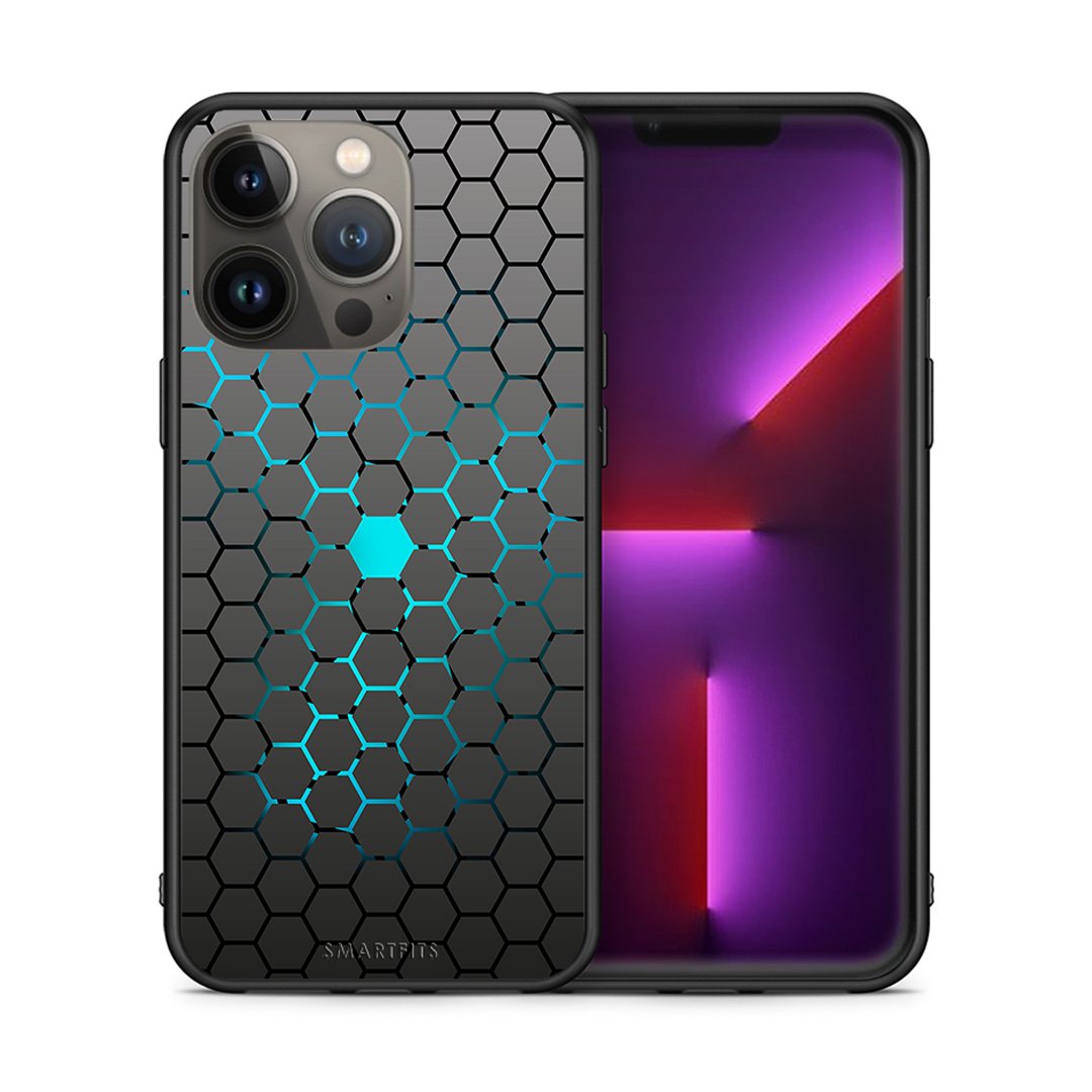 Θήκη iPhone 13 Pro Max Hexagonal Geometric από τη Smartfits με σχέδιο στο πίσω μέρος και μαύρο περίβλημα | iPhone 13 Pro Max Hexagonal Geometric case with colorful back and black bezels