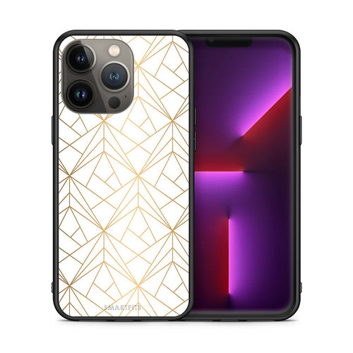 Θήκη iPhone 13 Pro Max Luxury White Geometric από τη Smartfits με σχέδιο στο πίσω μέρος και μαύρο περίβλημα | iPhone 13 Pro Max Luxury White Geometric case with colorful back and black bezels