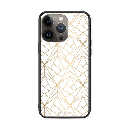 111 - iPhone 13 Pro Max Luxury White Geometric case, cover, bumper