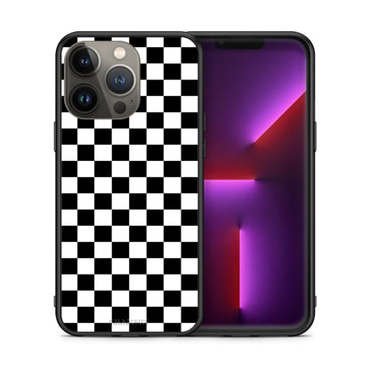 Θήκη iPhone 13 Pro Max Squares Geometric από τη Smartfits με σχέδιο στο πίσω μέρος και μαύρο περίβλημα | iPhone 13 Pro Max Squares Geometric case with colorful back and black bezels