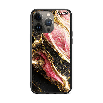 iPhone 13 Pro Max Glamorous Pink Marble θήκη από τη Smartfits με σχέδιο στο πίσω μέρος και μαύρο περίβλημα | Smartphone case with colorful back and black bezels by Smartfits