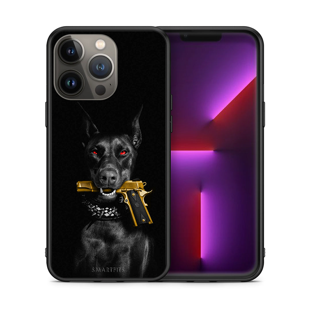 Θήκη Αγίου Βαλεντίνου iPhone 13 Pro Max Golden Gun από τη Smartfits με σχέδιο στο πίσω μέρος και μαύρο περίβλημα | iPhone 13 Pro Max Golden Gun case with colorful back and black bezels