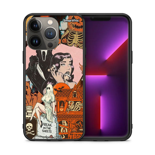 Θήκη iPhone 13 Pro Max Halloween Collage από τη Smartfits με σχέδιο στο πίσω μέρος και μαύρο περίβλημα | iPhone 13 Pro Max Halloween Collage case with colorful back and black bezels
