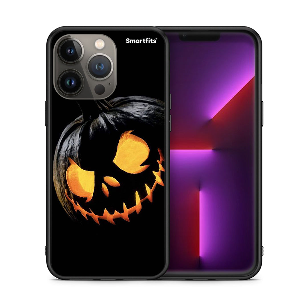 Θήκη iPhone 13 Pro Max Halloween Scary Pumpkin από τη Smartfits με σχέδιο στο πίσω μέρος και μαύρο περίβλημα | iPhone 13 Pro Max Halloween Scary Pumpkin case with colorful back and black bezels