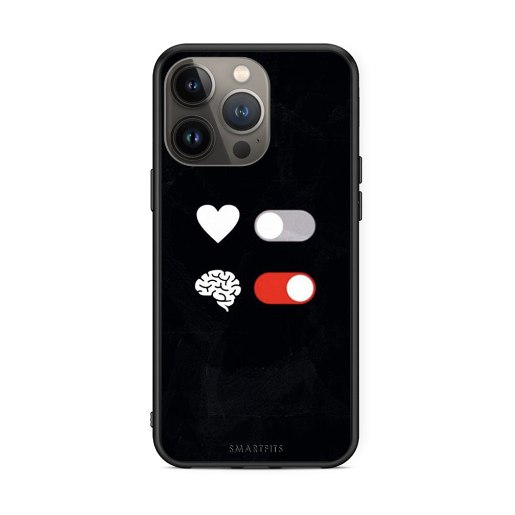 iPhone 13 Pro Max Heart Vs Brain Θήκη Αγίου Βαλεντίνου από τη Smartfits με σχέδιο στο πίσω μέρος και μαύρο περίβλημα | Smartphone case with colorful back and black bezels by Smartfits