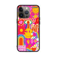 Thumbnail for iPhone 13 Pro Max Hippie Love θήκη από τη Smartfits με σχέδιο στο πίσω μέρος και μαύρο περίβλημα | Smartphone case with colorful back and black bezels by Smartfits
