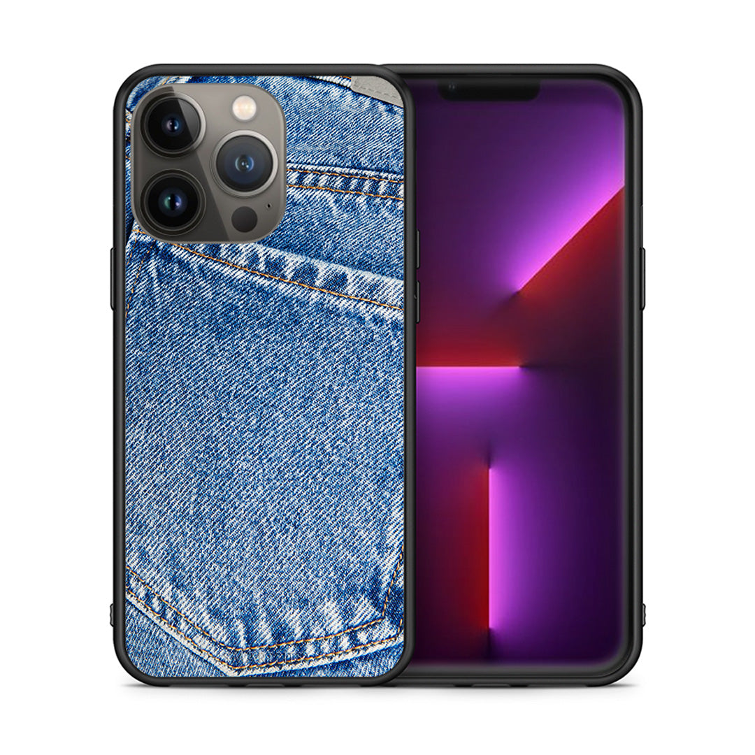 Θήκη iPhone 13 Pro Max Jeans Pocket από τη Smartfits με σχέδιο στο πίσω μέρος και μαύρο περίβλημα | iPhone 13 Pro Max Jeans Pocket case with colorful back and black bezels