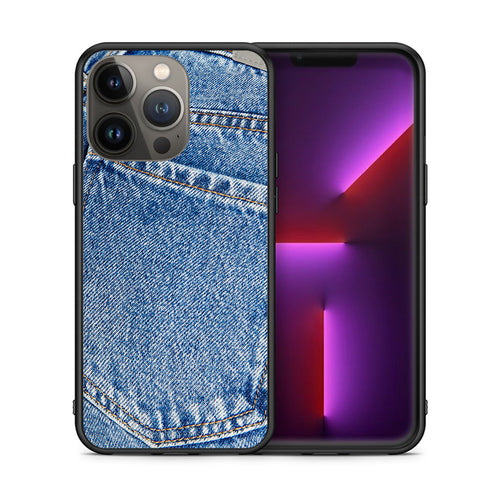 Θήκη iPhone 13 Pro Max Jeans Pocket από τη Smartfits με σχέδιο στο πίσω μέρος και μαύρο περίβλημα | iPhone 13 Pro Max Jeans Pocket case with colorful back and black bezels