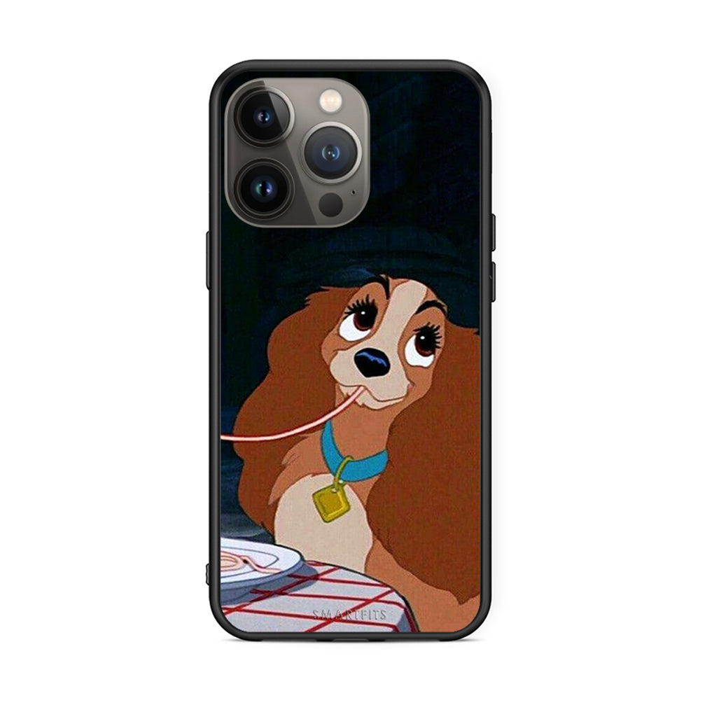iPhone 13 Pro Max Lady And Tramp 2 Θήκη Αγίου Βαλεντίνου από τη Smartfits με σχέδιο στο πίσω μέρος και μαύρο περίβλημα | Smartphone case with colorful back and black bezels by Smartfits