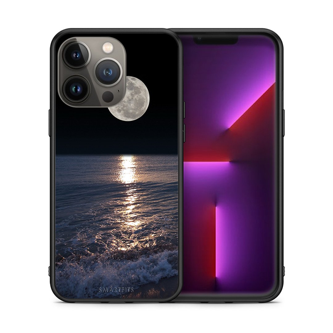 Θήκη iPhone 13 Pro Max Moon Landscape από τη Smartfits με σχέδιο στο πίσω μέρος και μαύρο περίβλημα | iPhone 13 Pro Max Moon Landscape case with colorful back and black bezels