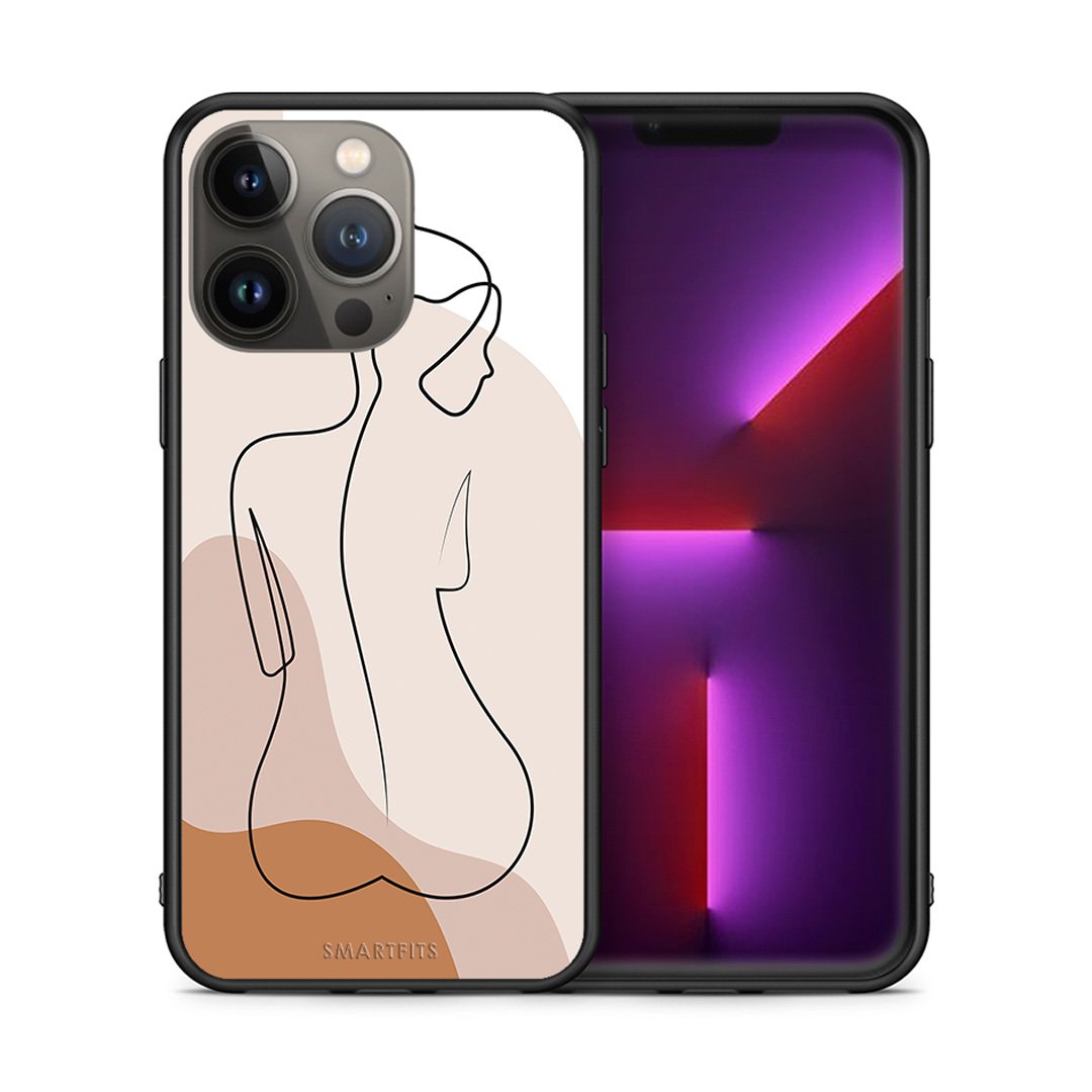 Θήκη iPhone 13 Pro Max LineArt Woman από τη Smartfits με σχέδιο στο πίσω μέρος και μαύρο περίβλημα | iPhone 13 Pro Max LineArt Woman case with colorful back and black bezels