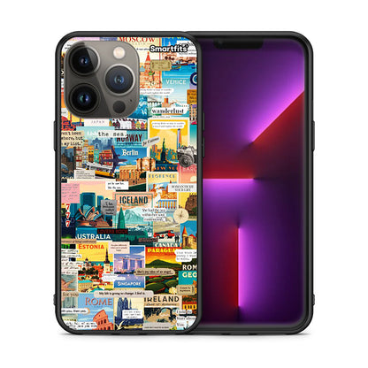 Θήκη iPhone 13 Pro Max Live To Travel από τη Smartfits με σχέδιο στο πίσω μέρος και μαύρο περίβλημα | iPhone 13 Pro Max Live To Travel case with colorful back and black bezels