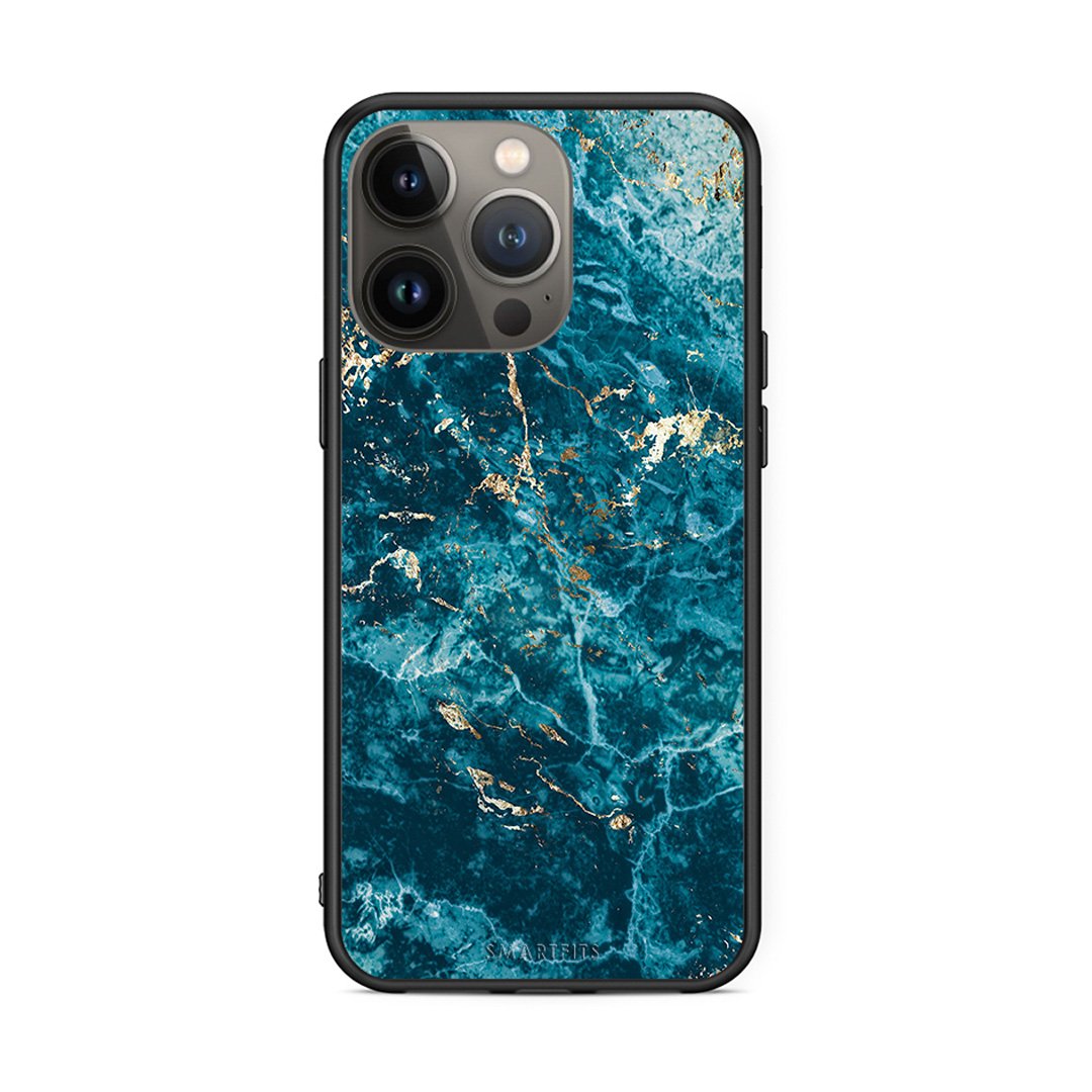 iPhone 13 Pro Max Marble Blue θήκη από τη Smartfits με σχέδιο στο πίσω μέρος και μαύρο περίβλημα | Smartphone case with colorful back and black bezels by Smartfits