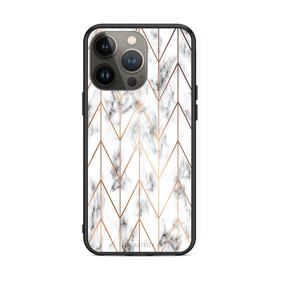 44 - iPhone 13 Pro Max Gold Geometric Marble case, cover, bumper