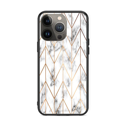 44 - iPhone 13 Pro Max Gold Geometric Marble case, cover, bumper