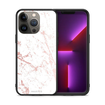 Θήκη iPhone 13 Pro Max Pink Splash Marble από τη Smartfits με σχέδιο στο πίσω μέρος και μαύρο περίβλημα | iPhone 13 Pro Max Pink Splash Marble case with colorful back and black bezels
