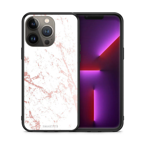 Θήκη iPhone 13 Pro Max Pink Splash Marble από τη Smartfits με σχέδιο στο πίσω μέρος και μαύρο περίβλημα | iPhone 13 Pro Max Pink Splash Marble case with colorful back and black bezels