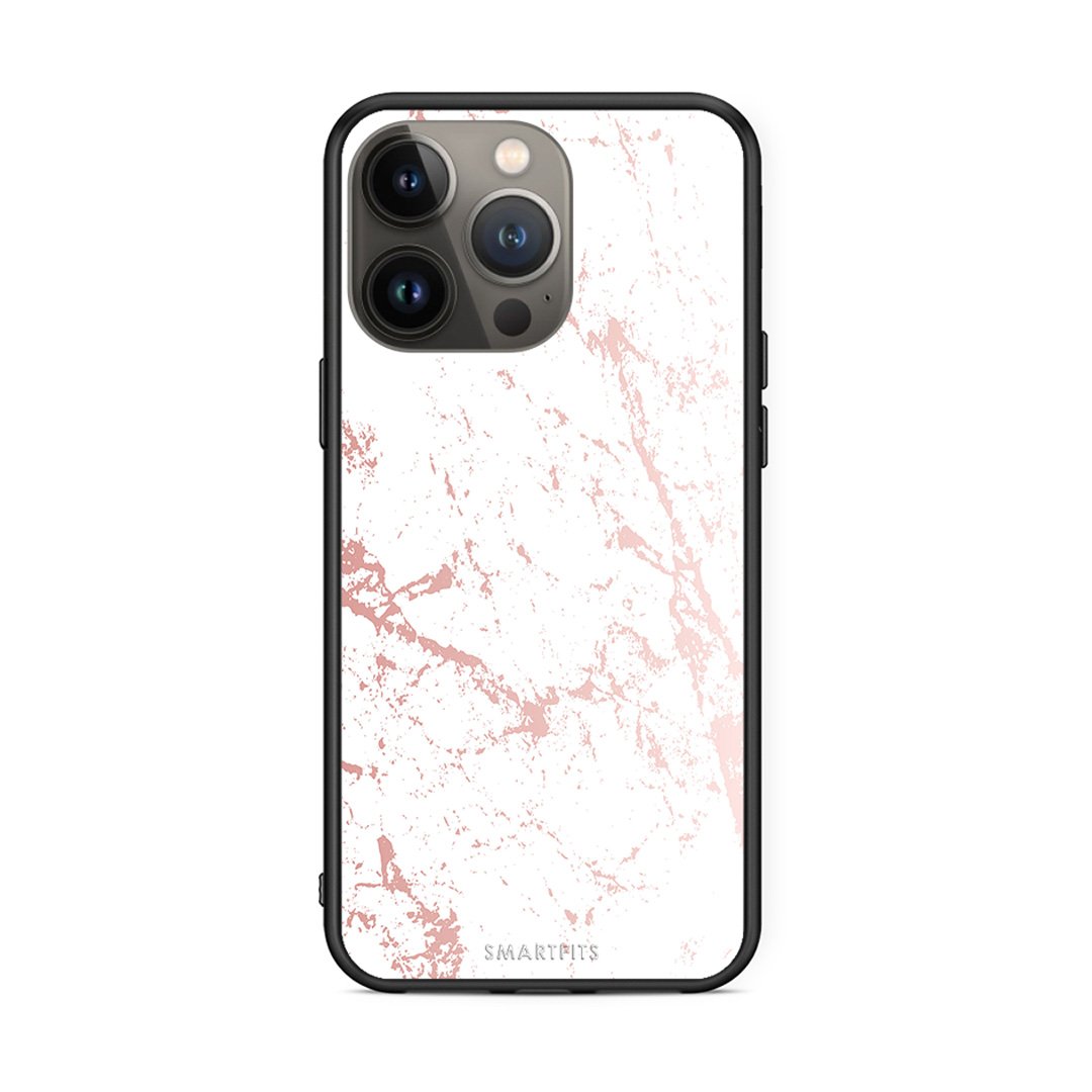 116 - iPhone 13 Pro Max Pink Splash Marble case, cover, bumper