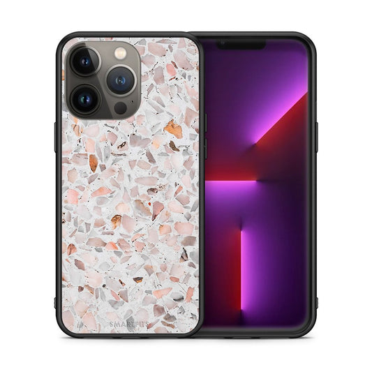 Θήκη iPhone 13 Pro Max Marble Terrazzo από τη Smartfits με σχέδιο στο πίσω μέρος και μαύρο περίβλημα | iPhone 13 Pro Max Marble Terrazzo case with colorful back and black bezels