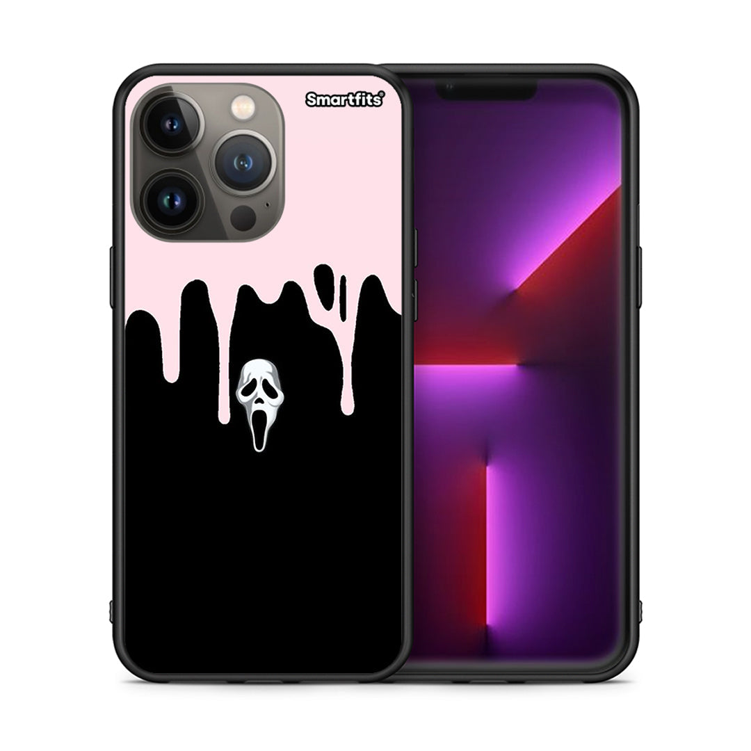 Θήκη iPhone 13 Pro Max Melting Halloween Mask από τη Smartfits με σχέδιο στο πίσω μέρος και μαύρο περίβλημα | iPhone 13 Pro Max Melting Halloween Mask case with colorful back and black bezels