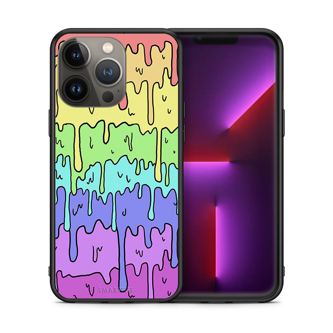 Θήκη iPhone 13 Pro Max Melting Rainbow από τη Smartfits με σχέδιο στο πίσω μέρος και μαύρο περίβλημα | iPhone 13 Pro Max Melting Rainbow case with colorful back and black bezels