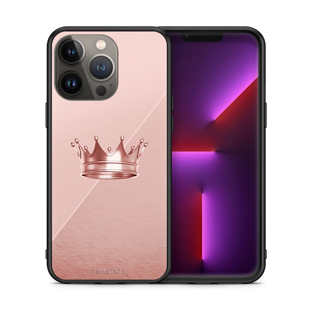 Θήκη iPhone 13 Pro Max Crown Minimal από τη Smartfits με σχέδιο στο πίσω μέρος και μαύρο περίβλημα | iPhone 13 Pro Max Crown Minimal case with colorful back and black bezels