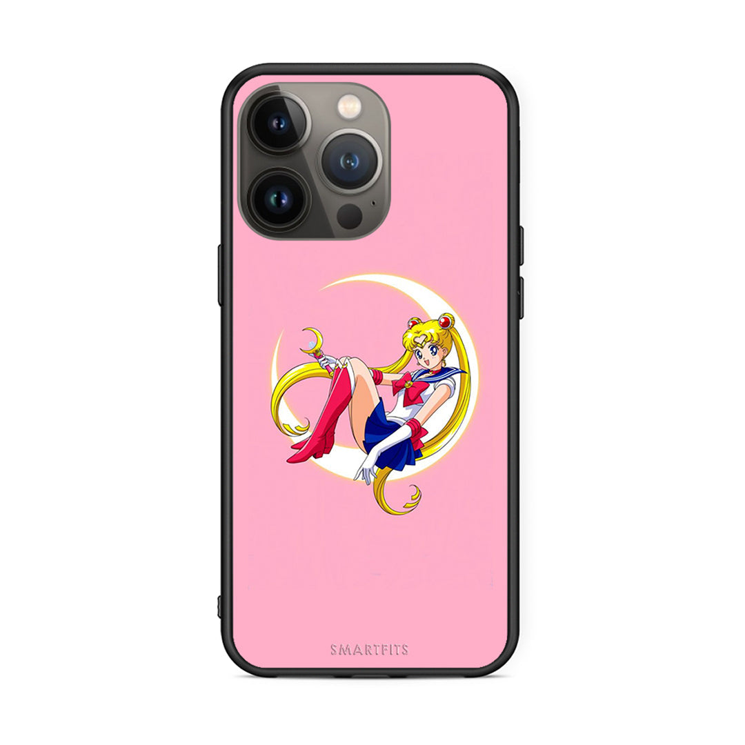 iPhone 13 Pro Max Moon Girl θήκη από τη Smartfits με σχέδιο στο πίσω μέρος και μαύρο περίβλημα | Smartphone case with colorful back and black bezels by Smartfits