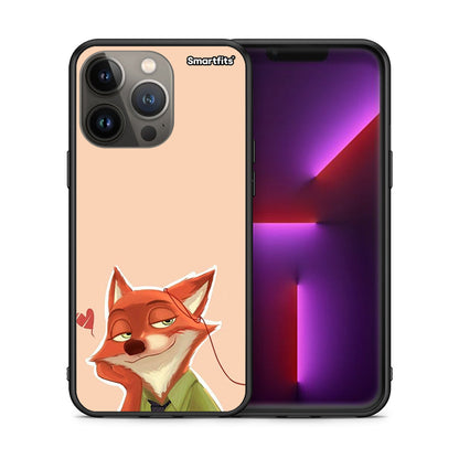 Θήκη iPhone 13 Pro Max Nick Wilde And Judy Hopps Love 1 από τη Smartfits με σχέδιο στο πίσω μέρος και μαύρο περίβλημα | iPhone 13 Pro Max Nick Wilde And Judy Hopps Love 1 case with colorful back and black bezels