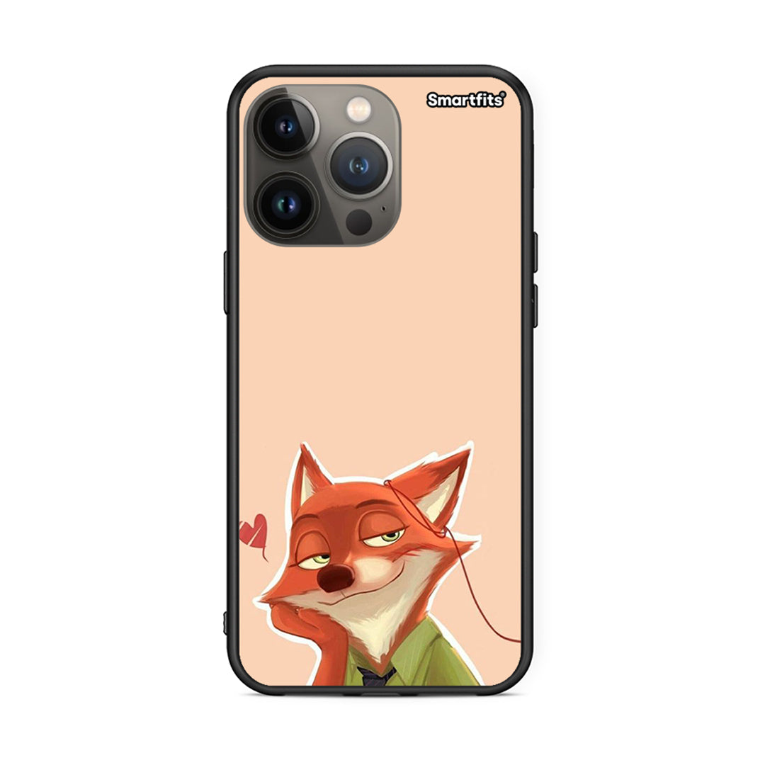 iPhone 13 Pro Max Nick Wilde And Judy Hopps Love 1 θήκη από τη Smartfits με σχέδιο στο πίσω μέρος και μαύρο περίβλημα | Smartphone case with colorful back and black bezels by Smartfits
