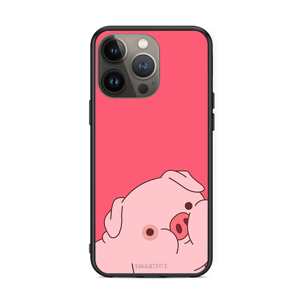 iPhone 13 Pro Max Pig Love 1 Θήκη Αγίου Βαλεντίνου από τη Smartfits με σχέδιο στο πίσω μέρος και μαύρο περίβλημα | Smartphone case with colorful back and black bezels by Smartfits
