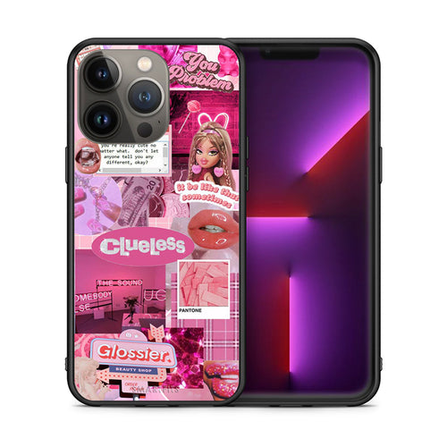 Θήκη Αγίου Βαλεντίνου iPhone 13 Pro Max Pink Love από τη Smartfits με σχέδιο στο πίσω μέρος και μαύρο περίβλημα | iPhone 13 Pro Max Pink Love case with colorful back and black bezels