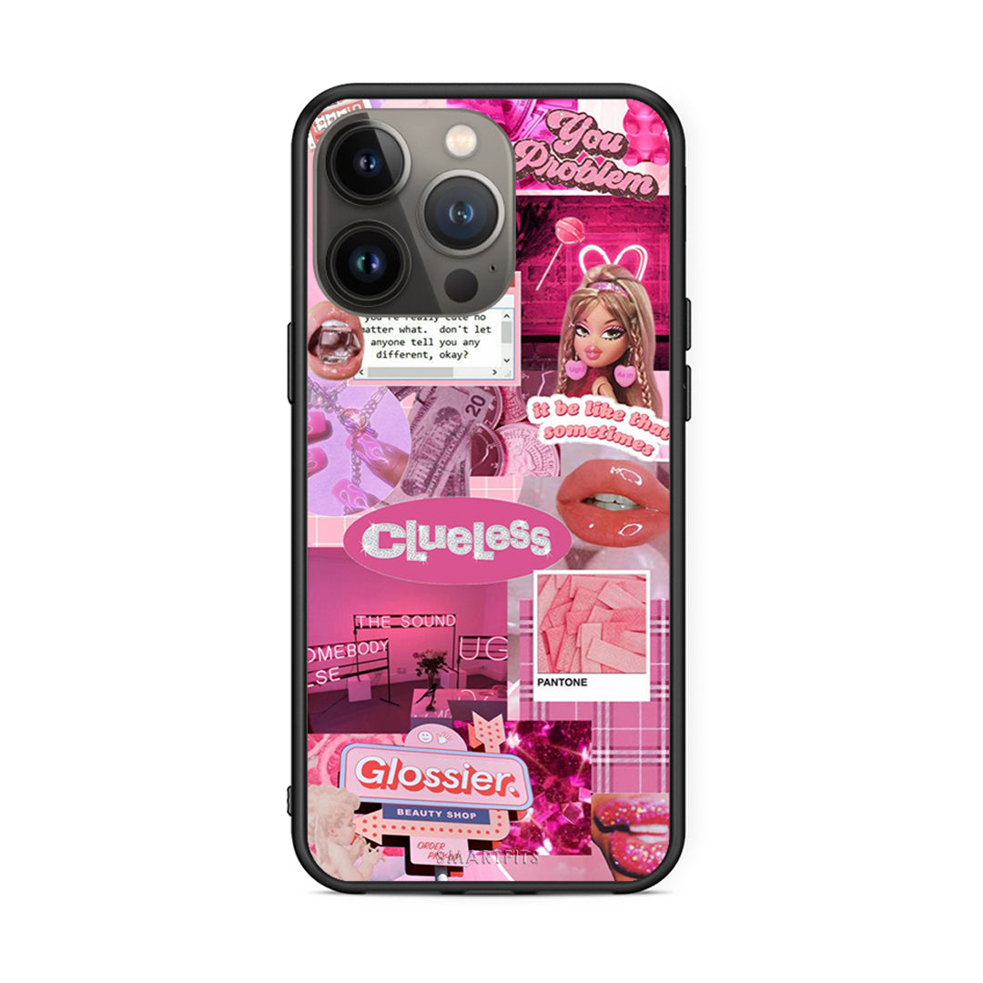 iPhone 13 Pro Max Pink Love Θήκη Αγίου Βαλεντίνου από τη Smartfits με σχέδιο στο πίσω μέρος και μαύρο περίβλημα | Smartphone case with colorful back and black bezels by Smartfits