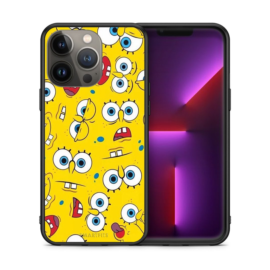 Θήκη iPhone 13 Pro Max Sponge PopArt από τη Smartfits με σχέδιο στο πίσω μέρος και μαύρο περίβλημα | iPhone 13 Pro Max Sponge PopArt case with colorful back and black bezels