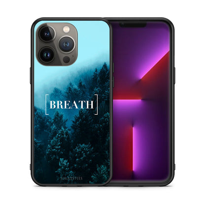 Θήκη iPhone 13 Pro Max Breath Quote από τη Smartfits με σχέδιο στο πίσω μέρος και μαύρο περίβλημα | iPhone 13 Pro Max Breath Quote case with colorful back and black bezels