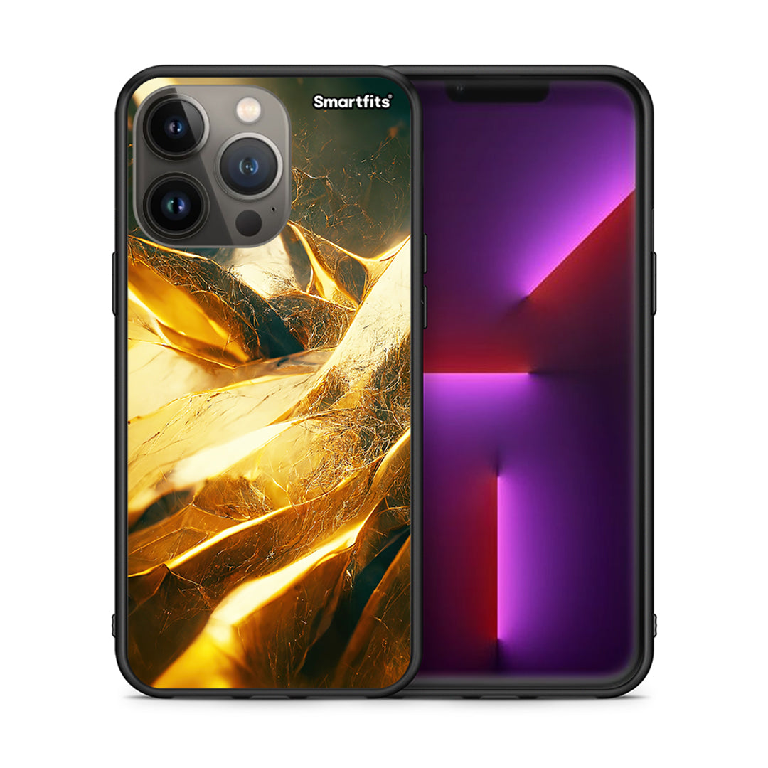 Θήκη iPhone 13 Pro Max Real Gold από τη Smartfits με σχέδιο στο πίσω μέρος και μαύρο περίβλημα | iPhone 13 Pro Max Real Gold case with colorful back and black bezels
