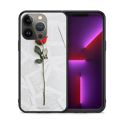 Θήκη iPhone 13 Pro Max Red Rose από τη Smartfits με σχέδιο στο πίσω μέρος και μαύρο περίβλημα | iPhone 13 Pro Max Red Rose case with colorful back and black bezels