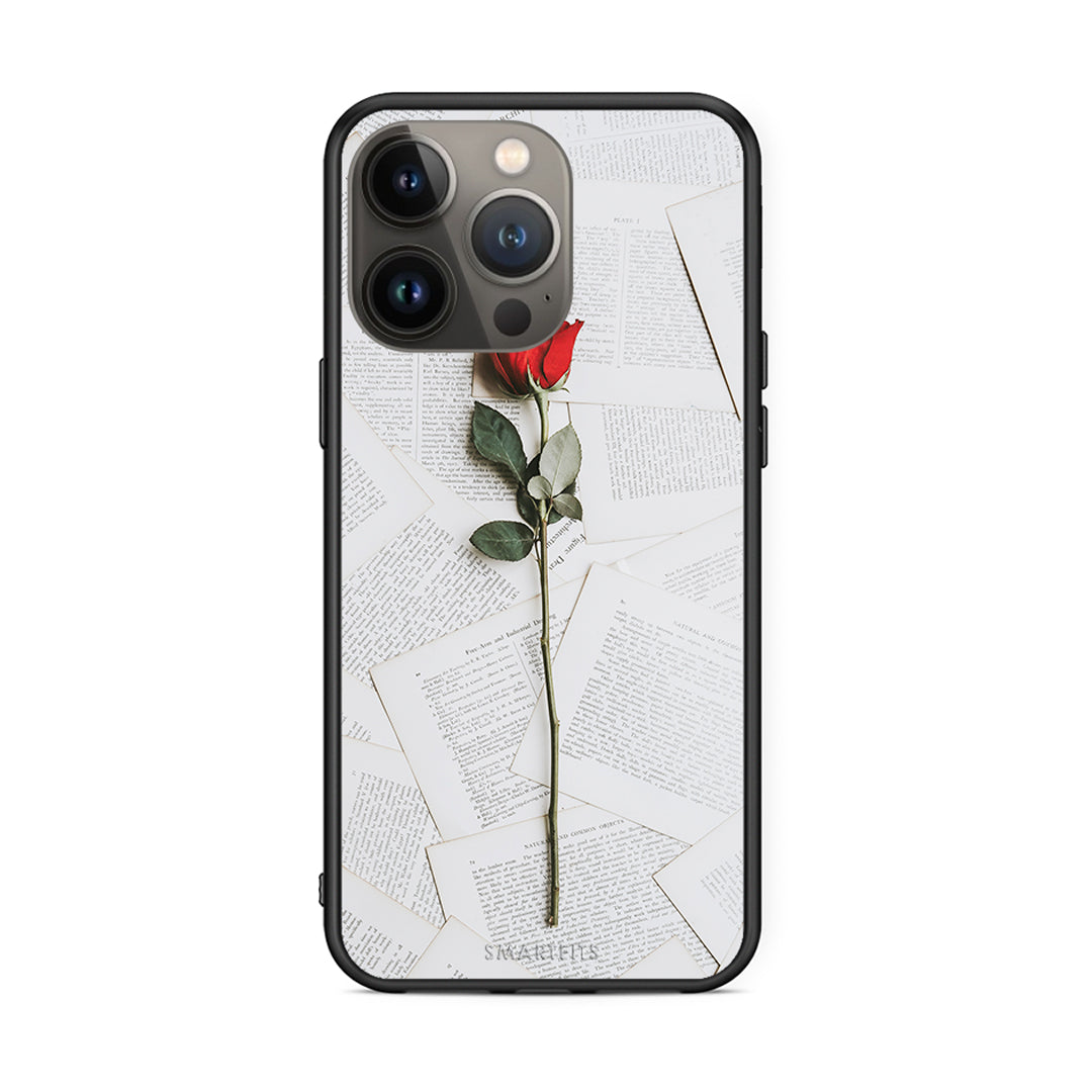 iPhone 13 Pro Max Red Rose θήκη από τη Smartfits με σχέδιο στο πίσω μέρος και μαύρο περίβλημα | Smartphone case with colorful back and black bezels by Smartfits