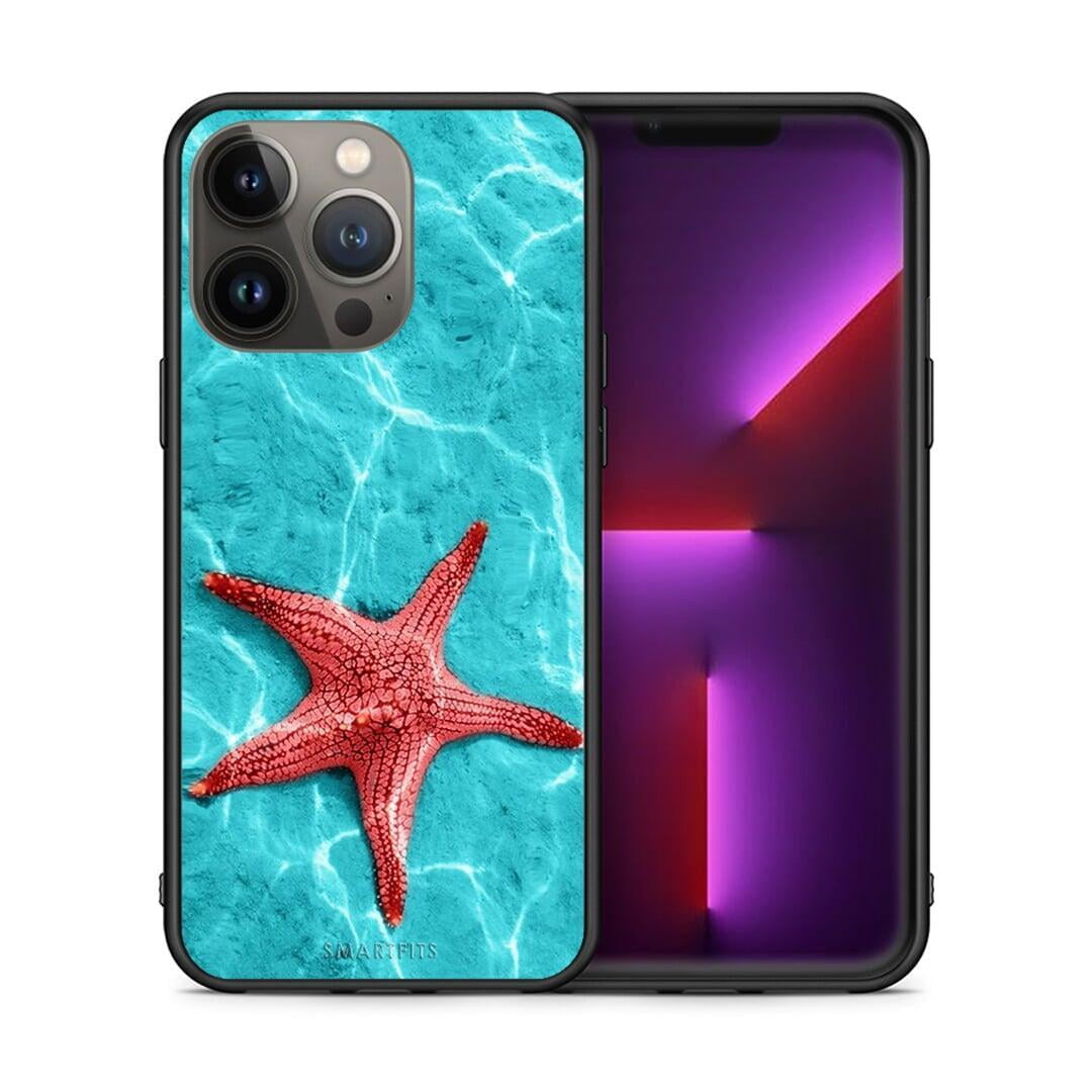 Θήκη iPhone 13 Pro Max Red Starfish από τη Smartfits με σχέδιο στο πίσω μέρος και μαύρο περίβλημα | iPhone 13 Pro Max Red Starfish case with colorful back and black bezels