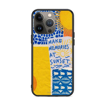 iPhone 13 Pro Max Sunset Memories Θήκη από τη Smartfits με σχέδιο στο πίσω μέρος και μαύρο περίβλημα | Smartphone case with colorful back and black bezels by Smartfits