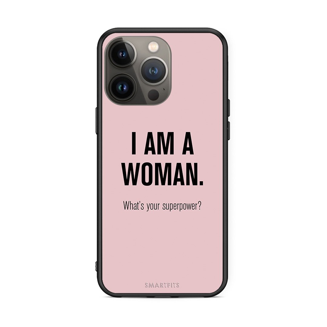 iPhone 13 Pro Max Superpower Woman θήκη από τη Smartfits με σχέδιο στο πίσω μέρος και μαύρο περίβλημα | Smartphone case with colorful back and black bezels by Smartfits