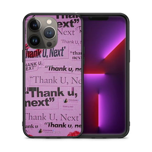 Θήκη Αγίου Βαλεντίνου iPhone 13 Pro Max Thank You Next από τη Smartfits με σχέδιο στο πίσω μέρος και μαύρο περίβλημα | iPhone 13 Pro Max Thank You Next case with colorful back and black bezels