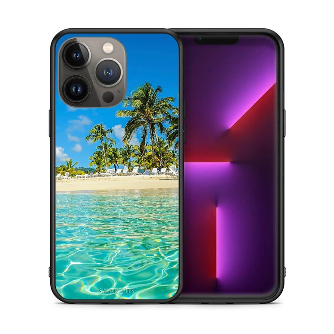 Θήκη iPhone 13 Pro Max Tropical Vibes από τη Smartfits με σχέδιο στο πίσω μέρος και μαύρο περίβλημα | iPhone 13 Pro Max Tropical Vibes case with colorful back and black bezels