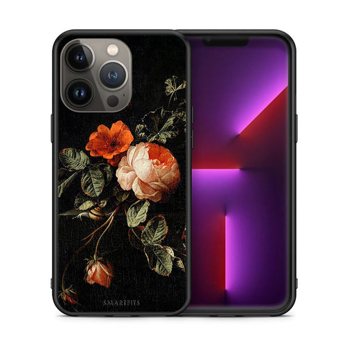 Θήκη iPhone 13 Pro Max Vintage Roses από τη Smartfits με σχέδιο στο πίσω μέρος και μαύρο περίβλημα | iPhone 13 Pro Max Vintage Roses case with colorful back and black bezels